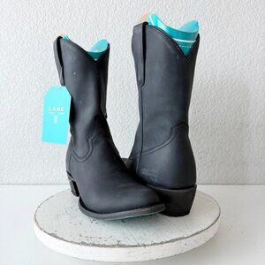 Lane PLAIN JANE Midi Cowboy Boots Womens 10 Western Black Cowgirl Short Ankle